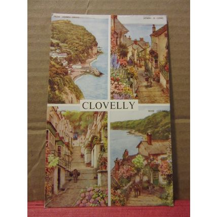 multiview, CLOVELLY, DEVON unused vintage postcard by J. Salmon Ltd =