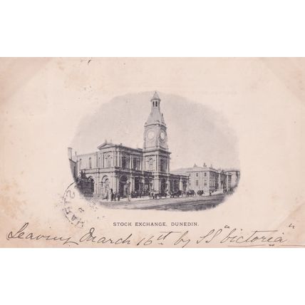 Stock Exchange Dunedin Auckland New Zealand Antique 1903 Postcard