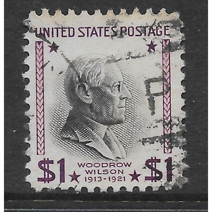 USA 1938 PRESIDENTIAL SERIES $1 BLACK & PURPLE WOODROW WILSON SG829 FINE USED#
