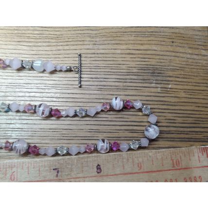 Bracelet and necklace Rose Quartz and glass