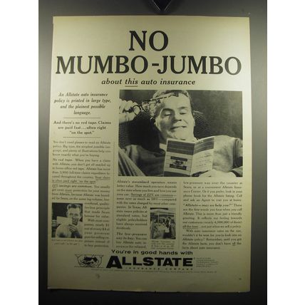 1957 Allstate Insurance Ad - No Mumbo-Jumbo about this auto insurance