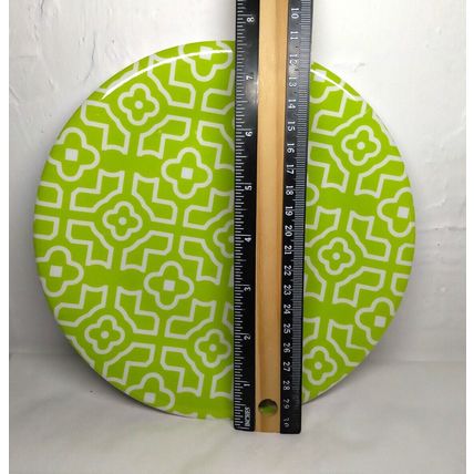 4 Pc. Almont Melamine Dish Set - 7 3/4" & 10 3/4" Green/White Minimal Wear