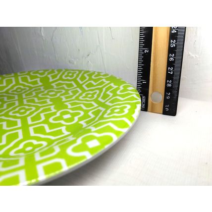 4 Pc. Almont Melamine Dish Set - 7 3/4" & 10 3/4" Green/White Minimal Wear