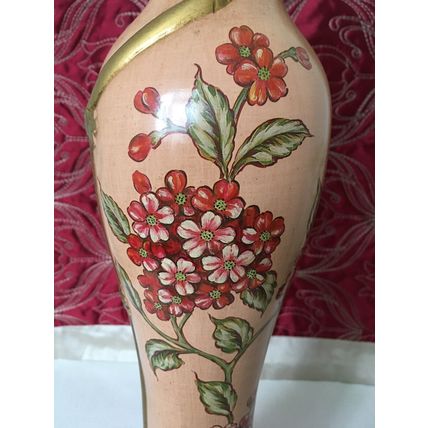 Decorative Feminine Shape Gold Pink Green Red Colourful 17.5” Vase