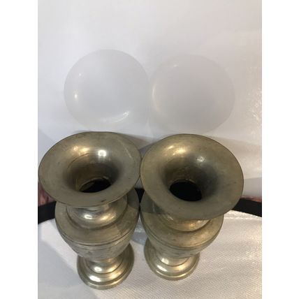 Pair of Small Metal Vintage Vases