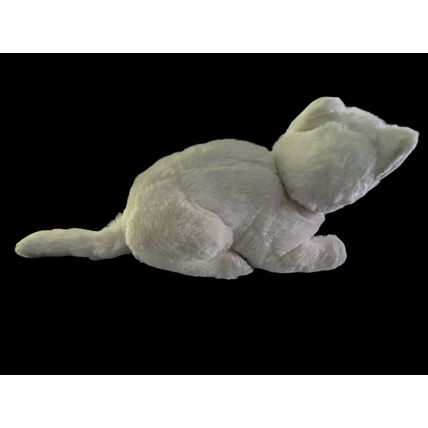 Dakin Plush Stuff Animal 11" White Cat Pink Nose & Bow Vintage 1984 Whiskers