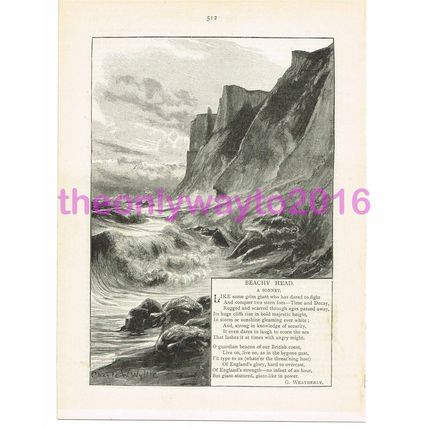 Beachy Head, G Weatherly, Art & Poetry, Book Illustration (Print), 1890