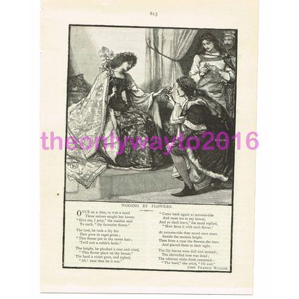 Wooing By Flowers, J F Waller, Art & Poetry, Book Illustration (Print), 1890