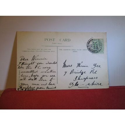 CATHEDRAL FROM RVER, GLOUCESTER. used antique postcard 1906 postmark =