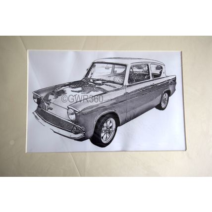 LIMITE EDITION SKETCH PRINT FORD ANGLIA (1)