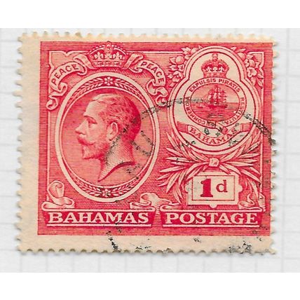 BAHAMAS 1920 KG5 1d ONE PENNY PEACE WMK MCA USED CDS SG107 107 SG