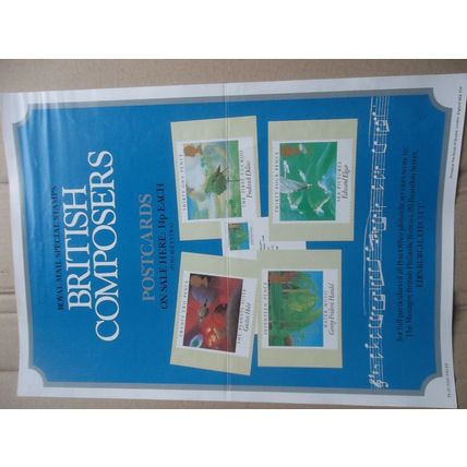 ROYAL MAIL A3 POST OFFICE POSTER 1985 BRITISH COMPOSERS HANDEL PHQ POSTCARDS