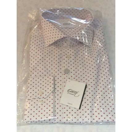 OSCAR OF SWEDEN MENS SHIRT SLIM FIT SIZE 40 15 3/4" ( M ) White + Red RRP £95