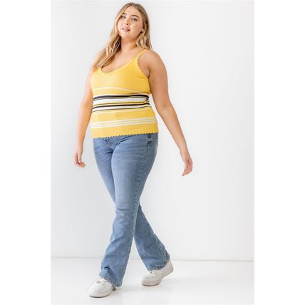Plus Ribbed Ruffle Tank Top