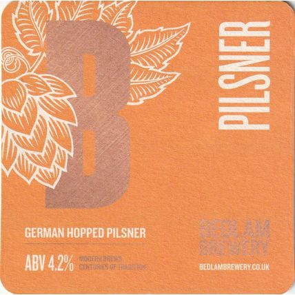 BEER MAT - BEDLAM BREWERY - PILSNER - (Cat No 029) - (2019)