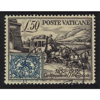 Vatican Centenary of First Papal States' Stamp 1952 Canc SG#176