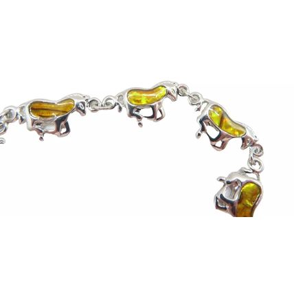 Galloping Horse Linked Bracelet Yellow Dyed Paua Shell 18 CM Ladies Jewellery