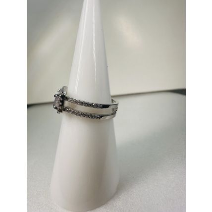 Ring Bomb Party Sz6 RBP Halo W/ Brilliant Blue Center Split Rhodium Pl Band