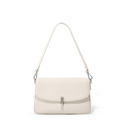 Ladies'Cowhide Shoulder Bag Tote Handbag White