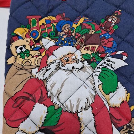 Vintage QUILTED CHRISTMAS STOCKING 16" Bag Gift Santa Gifts Toys Reindeer
