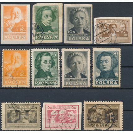 Polish Culture: 11 Values Perf & Imperf - Poland 1947 - FH
