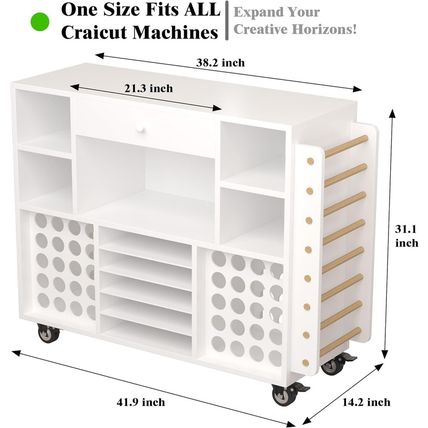Craft Organization and Storage Cart Compatible with Cricut Machine, Rolling Craf