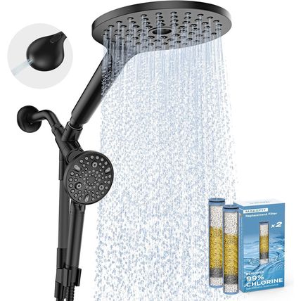 Dual Filtered Rain Shower Head Combo, High Pressure Handheld Shower Head with Ad