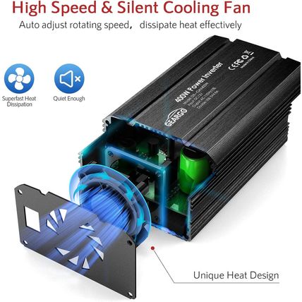 400W Power Inverter DC 12V to 110V AC Car Charger Converter with 4.8A Dual USB P