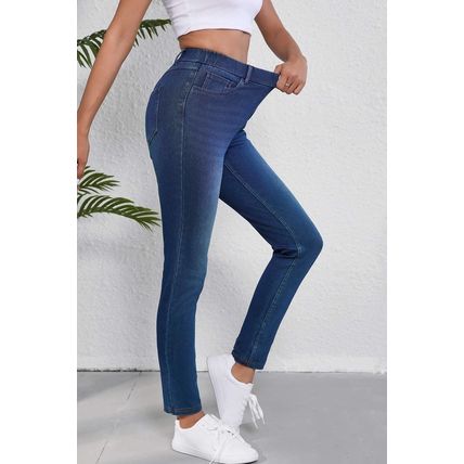 Ashleigh Blue Multiple Pockets Straight Leg Washed Stretchy Knit Casual Jeans