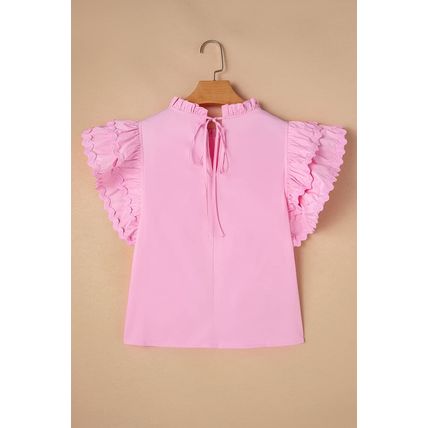 Bonbon Ricrac Ruffled Sleeve Frilled Collar Blouse