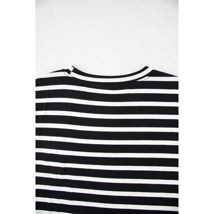 Black White Striped Short Sleeve Top and Shorts Set