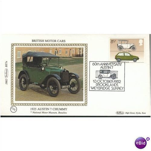 Benham Silk FDC 1982 - British Motor Cars 15&1/2p