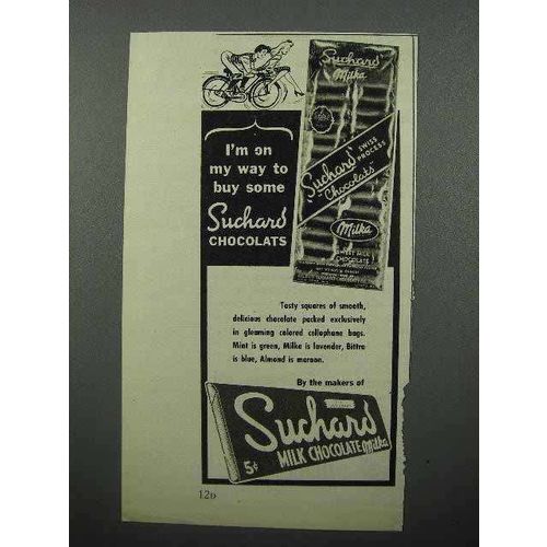 1945 Suchard Chocolate Ad - I'm On My Way to Buy