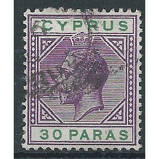 Cyprus 1912 SG76 30 Paras Violet & Green Fine Used . ..