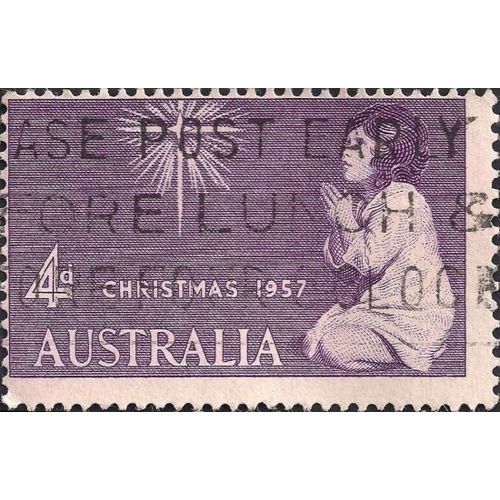 AUSTRALIA, CHRISTMAS, Child prayer, violet 1957, 4d, #2