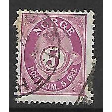 NORWAY 1893 POST HORN TYPE D 5 ORE PURPLE SG 529 FINE USED#2