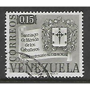 VENEZUELA 1958 15c GREY ARMS OF SANTIAGO DE MERIDA SG 1508 FINE USED