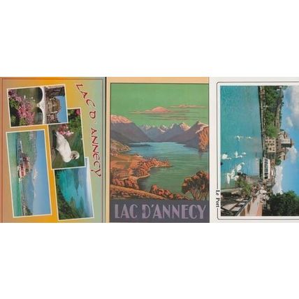 Annecy Port Map Ship Lac D'Annecy France 3x Mint Postcard s