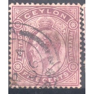 Ceylon stamps 1903 - SG289 - 5c purple - KEV11 - used 3