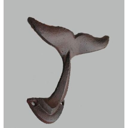 New Cast Iron Whale Fin Hook Small Towel Coat Hat Rack Nautical Seaside Decor