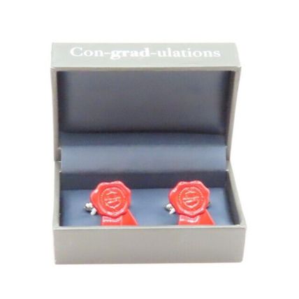 Red Seal Graduation Cufflinks Metal Boxed Gift Christmas Study Degree