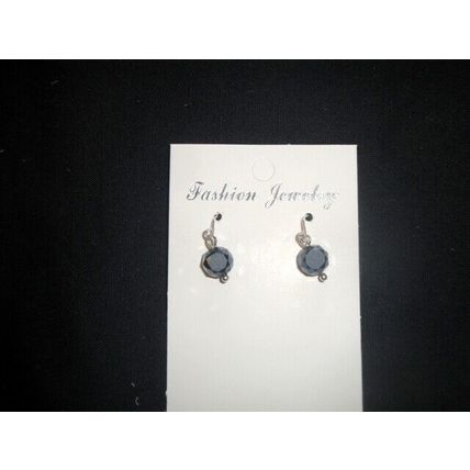 Small black octagon earrings petite adult or child sterling silver ear hook