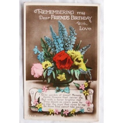 1931 Greetings postcard - Dear Friends Birthday