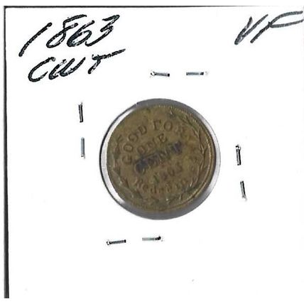 1863 US Civil War Token Frank L Gay Bookseller VF