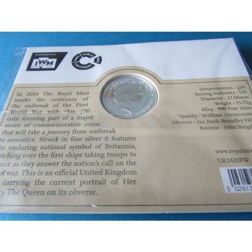 2014 QUEEN ELIZABETH II ROYAL MINT FINE SILVER £20. AAK
