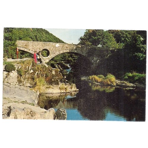 THE BRIDGE, CENARTH, CARMARTHENSHIRE used postcard postmark 1973 =