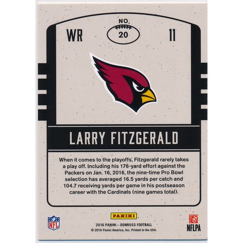 2016 Donruss Football Legend of the Fall 20 Larry Fitzgerald Arizona Cardinals