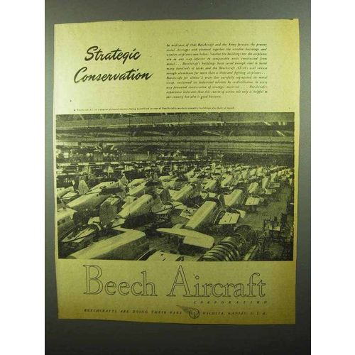 1942 Beech Aircraft Ad - Strategic Conservation