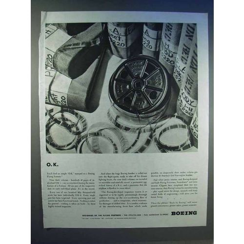 1943 Boeing Aircraft Ad - O.K. - Flying Fortress