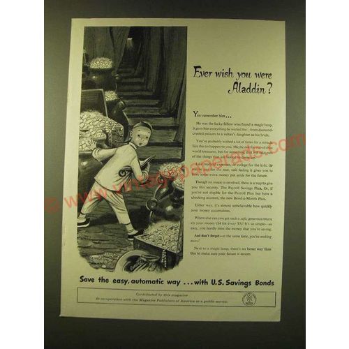 1947 U.S. Savings Bonds Ad - Ever wish you were Aladdin?